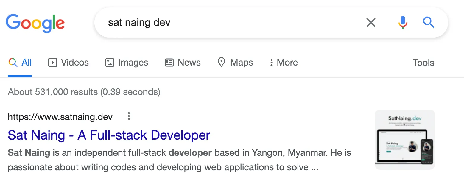 satnaing.dev가 인덱싱됨 Google에서 satnaing.dev 검색
